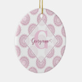 Monogrammed Roze Confetti Lace Polka Dot Mandala Keramisch Ornament (Rechts)