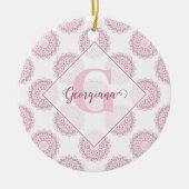 Monogrammed Roze Confetti Lace Polka Dot Mandala Keramisch Ornament (Voorkant)