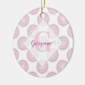 Monogrammed Roze Confetti Lace Polka Dot Mandala Keramisch Ornament (Links)