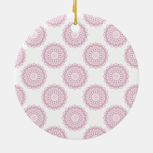 Monogrammed Roze Confetti Lace Polka Dot Mandala Keramisch Ornament (Achterkant)
