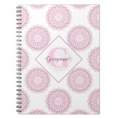 Monogrammed Roze Confetti Lace Polka Dot Mandala Notitieboek (Voorkant)
