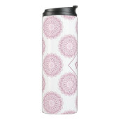 Monogrammed Roze Confetti Lace Polka Dot Mandala Thermosbeker (Gedraaid links)