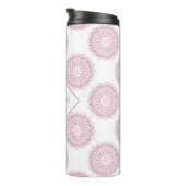 Monogrammed Roze Confetti Lace Polka Dot Mandala Thermosbeker (Geroteerd rechts)