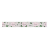 Monogrammed Roze en Groene Shamrocks & Gingham Grosgrain Lint (Voorkant)