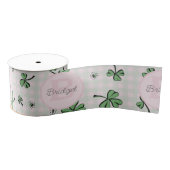 Monogrammed Roze en Groene Shamrocks & Gingham Grosgrain Lint (Spoel)