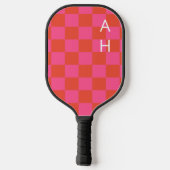 Monogrammed roze en Oranje controlebord patroon Pickleball Paddle (Achterkant)