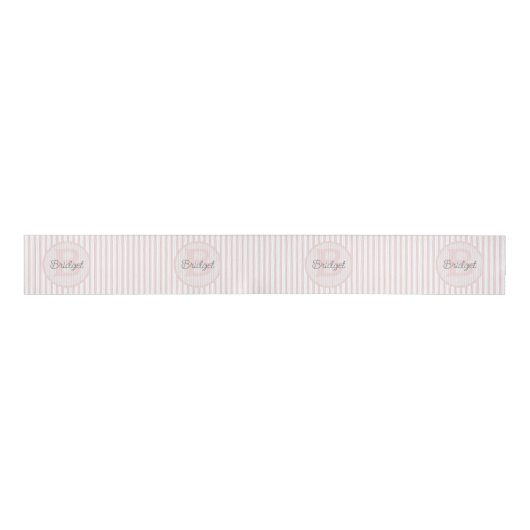 Monogrammed roze en wit gestreept grosgrain lint (Voorkant)