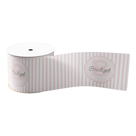 Monogrammed roze en wit gestreept grosgrain lint (Spoel)