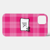 Monogrammed Roze en Zwarte Flanel Plaid Cell Hoesj Case-Mate iPhone Case (Achterkant (horizontaal))