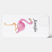 Monogrammed roze flamingo iPhone case cover (Achterkant (horizontaal))