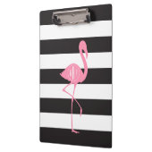 Monogrammed roze flamingo + zwart + witte strepen klembord (Links)