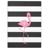 Monogrammed roze flamingo + zwart + witte strepen klembord (Achterkant)