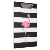 Monogrammed roze flamingo + zwart + witte strepen klembord (Rechts)