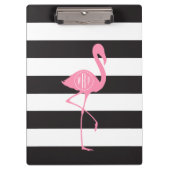 Monogrammed roze flamingo + zwart + witte strepen klembord (Voorkant)
