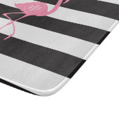Monogrammed roze flamingo + zwart + witte strepen snijplank (Hoek)