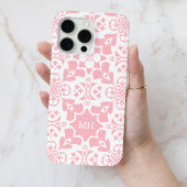 Monogrammed Roze Girly Patroon met Witte Initialen Case-Mate iPhone Case