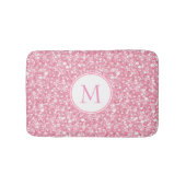 Monogrammed Roze Glitter Witte Cirkel Badmat (Voorkant)
