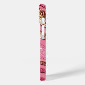 Monogrammed Roze Goud Agaat Dier Glitter Case-Mate iPhone Case (Achterkant / Links)