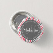 Monogrammed Roze & Gray Zebra Pattern Ronde Button 3,2 Cm (Voorkant /achterkant)