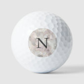 Monogrammed roze grijs wit gouden marmer golfballen (Voorkant)