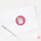 Monogrammed roze limonade Berry Quatrefoil Ronde Sticker (Envelop)