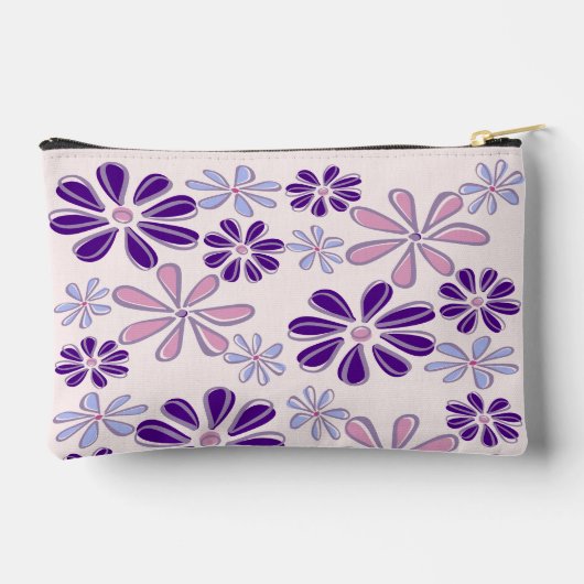 Monogrammed Roze Paarse Bloem Doodle Patroon Etui (Achterkant)