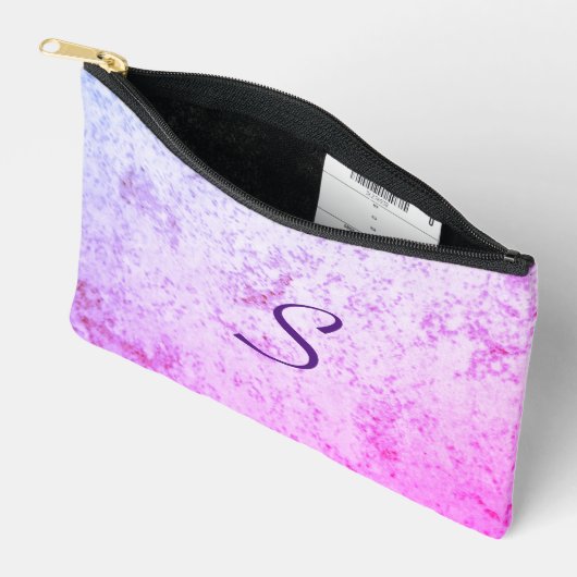 Monogrammed roze & Paarse gemarmerde potloodzak Etui (Open)