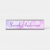 Monogrammed Roze & Paarse Marmered Bureau Naambordje (Voorkant)