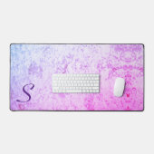 Monogrammed Roze & Paarse Marmered Bureaumat (Keyboard & Muis)