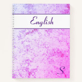 Monogrammed Roze & Paarse Marmered Notitieboek (Voorkant)