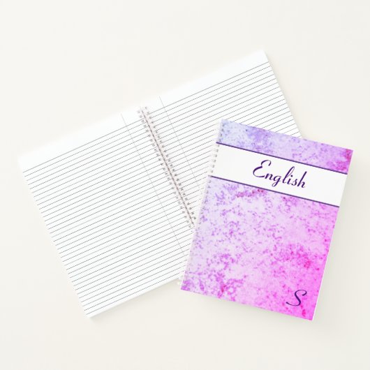Monogrammed Roze & Paarse Marmered Notitieboek (Binnen)