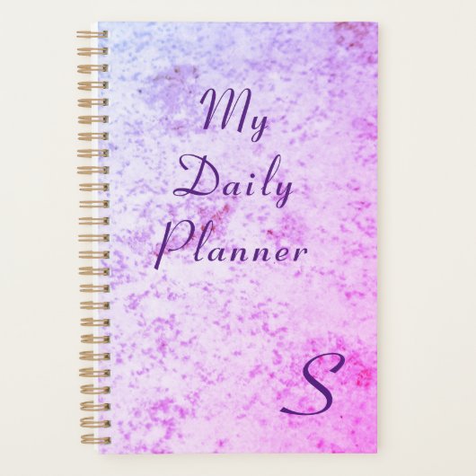 Monogrammed Roze & Paarse Marmered Planner (Voorkant)