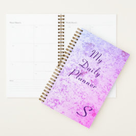 Monogrammed Roze & Paarse Marmered Planner