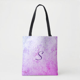 Monogrammed Roze & Paarse Marmered Tote Bag