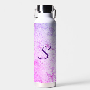 Monogrammed Roze & Paarse Marmered Waterfles