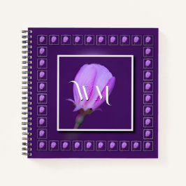 Monogrammed Roze, Paarse Spring Blossom Journal Notitieboek