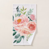 Monogrammed roze roos bloem boeket bad handdoek (Handdoek)