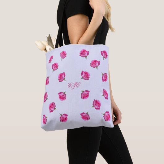 Monogrammed roze rozen All-Over-Print Tas (Dichtbij)