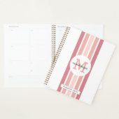 Monogrammed roze schaduw strepen gepersonaliseerd planner (Display)
