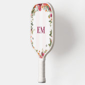 Monogrammed Roze Streep en Bloemen Pickleball Paddle (Links)