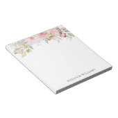Monogrammed Roze Waterverf Roos Flower Elegant Notitieblok (Schuin)