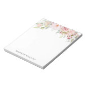 Monogrammed Roze Waterverf Roos Flower Elegant Notitieblok (Linkerzijde)