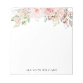 Monogrammed Roze Waterverf Roos Flower Elegant Notitieblok (Voorkant)