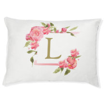 Monogrammed, roze waterverf rozen,