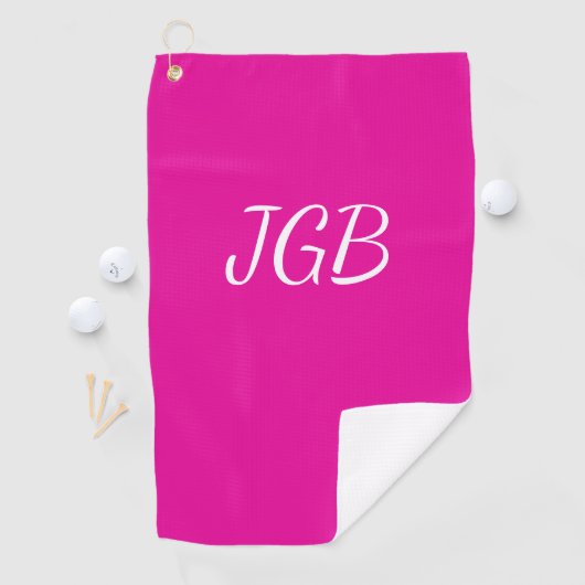 Monogrammed Roze Wit of kies Kleur Achtergrond Golfhanddoek (Insitu)