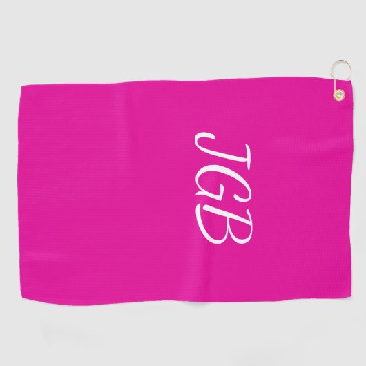 Monogrammed Roze Wit of kies Kleur Achtergrond Golfhanddoek (Horizontaal)