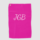 Monogrammed Roze Wit of kies Kleur Achtergrond Golfhanddoek (Voorkant)