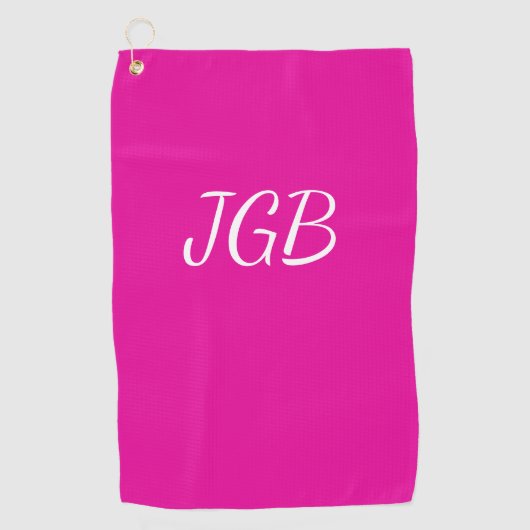 Monogrammed Roze Wit of kies Kleur Achtergrond Golfhanddoek (Voorkant)
