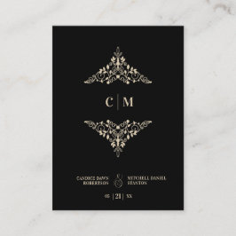 Monogrammed RSVP Gold Wedding Initials Flourish Informatiekaartje