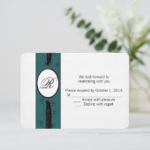 Monogrammed RSVP met lint Kaart (Staand voorkant)